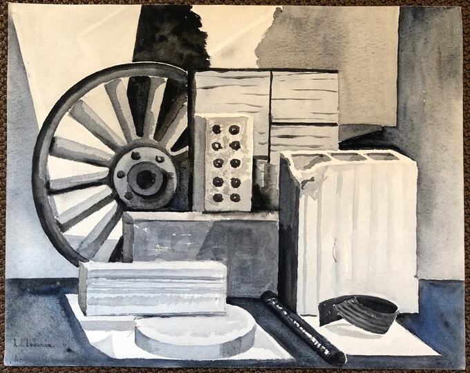 Vintage Still Life Watercolor Painting Retro Art Wall Hanging Signed Lauchner