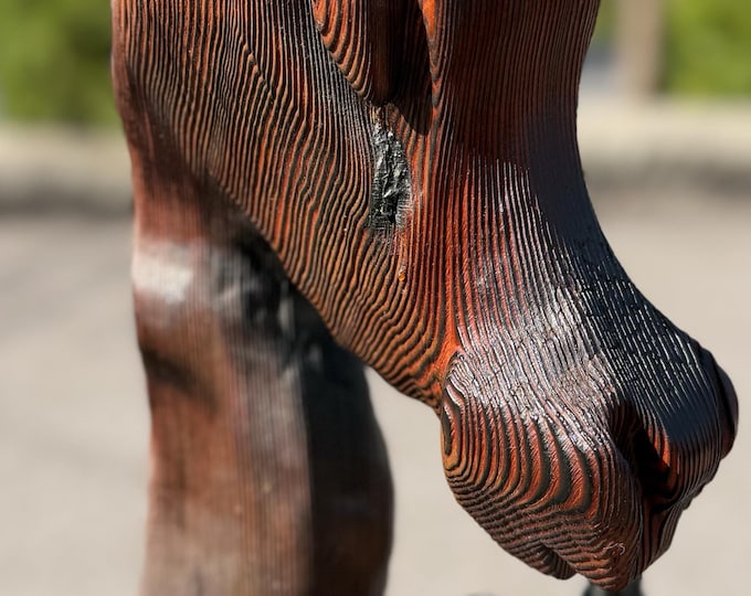 Vintage MCM WITCO Wood Horse Fireplace Tool Holder Set Mid Century Modern 1960s