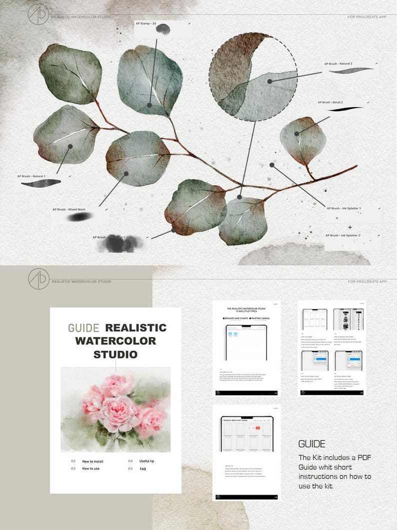 Realistic Watercolor Brushes Kit for Procreate – Digital Painting ...