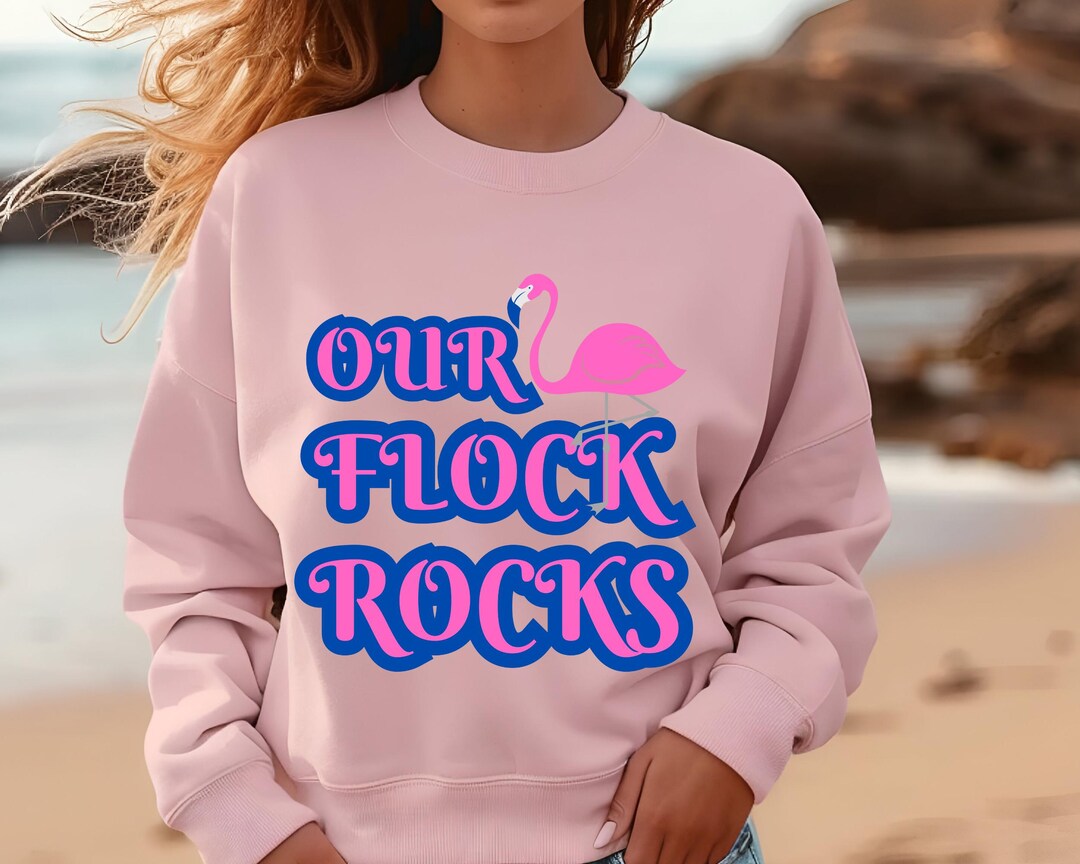 Our Flock Rocks Flamingo Png, Bird Lovers T-shirt Design Png, Our Flock ...