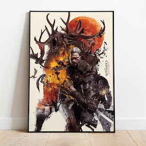 The Witcher 3 Wild Hunt Game Poster | Geralt of Rivia Wall Art | Matte Paper Print | Video Game Art | Gift Game Poster