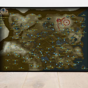 Pôster do mapa de The Legend of Zelda | Arte de parede do mapa de Hyrule | Impressão em papel fosco | Arte de videogame | Pôster de jogo para presente