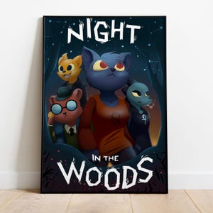 Nacht im Wald Poster | Mae Borowski Wandkunst | Matte Papierdruck | Videospielkunst | Geschenk Spiel Poster