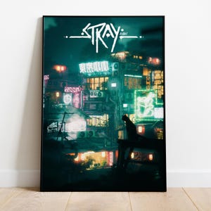 Póster de Stray / Arte mural de juegos de aventuras / Impresión en papel mate / Arte de videojuegos / Póster de juegos para regalar