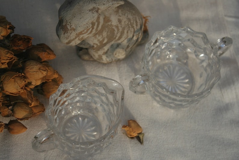 Fostoria Glass Cream and Sugar Set for your Tea Parties American Pattern Serving Dishes