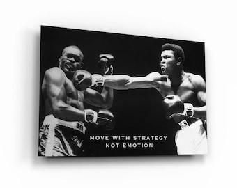 Póster de Muhammad Ali: "La confianza no tiene competencia" / Motivación de boxeo / Lienzo de boxeador en blanco y negro / Decoración de gimnasio y oficina