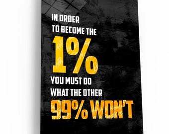 Lienzo motivacional para pared con 1% de descuento, impresión con cita, decoración para oficina de emprendedores y mentalidad de éxito.