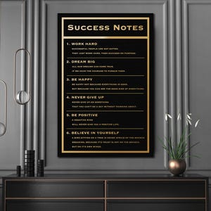 Motivational Success Notes Canvas Art: Inspirational Office Decor