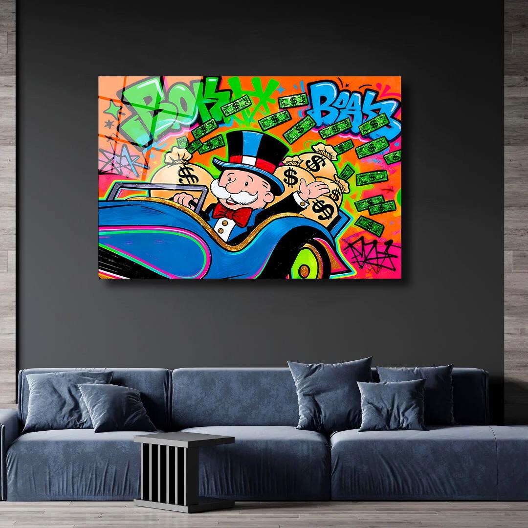 Alec Monopoly Street Canvas Graffiti Money Blue Car Wall Art Luxury ...