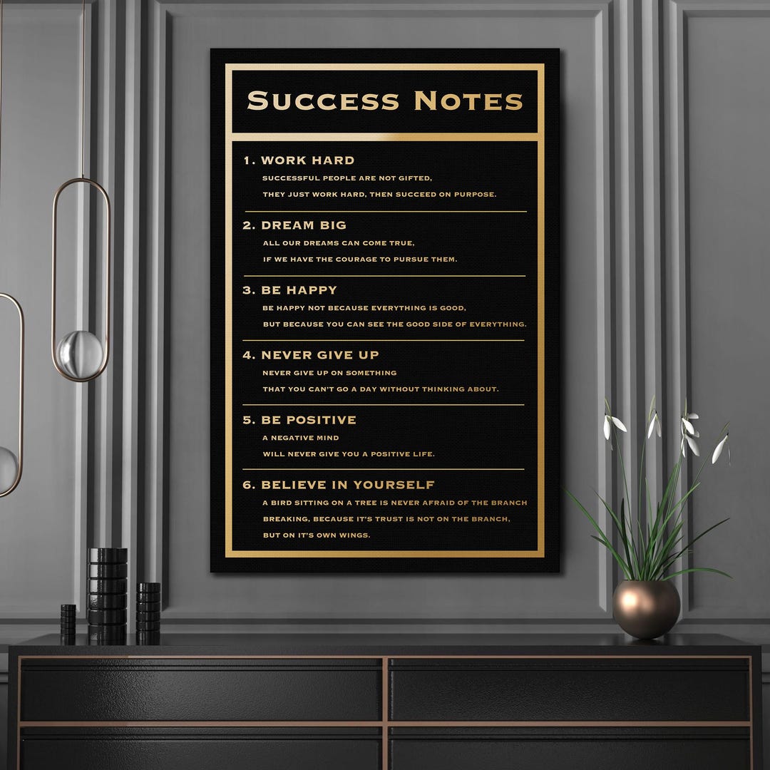 Motivational Success Notes Canvas Art: Inspirational Office Decor - Etsy