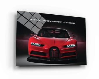 Red Supercar Canvas Print, Motivational Quote, Luxury Racing Decor,Sports Car Canvas Wall Art, Luxury European Performance Car Art