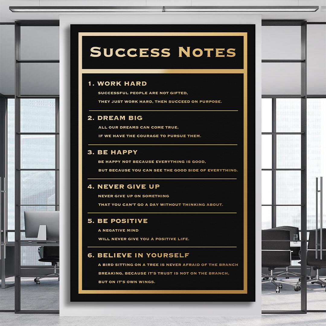Motivational Success Notes Canvas Art: Inspirational Office Decor - Etsy