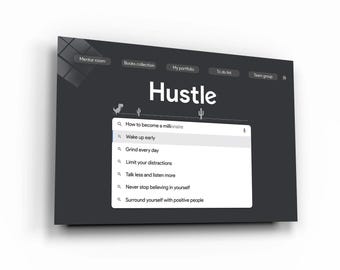 Lienzo con frase "Hustle Success", decoración de oficina para emprendedores
