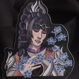 Bloom in Shadow - Shadowheart, Baldur&#39;s Gate 3 Fanart Sticker