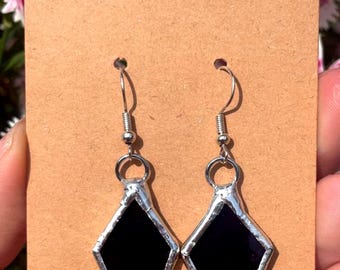Purple stained glass Kite dangle earrings sun catcher earrings handmade