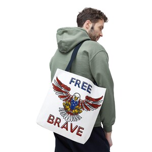 Free Brave Eagle Tote Bag – Patriotic USA Reusable Shopping Bag 4th of July Gift