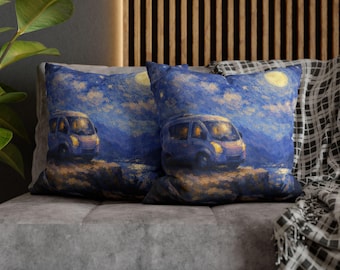 Sternennacht Campervan Kissenbezug | Quadratisches Deko-Kissen