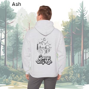 Camping hoodie - Camp more worry less sweatshirt, unisex mountain camper gift, outdoor adventure pullover, cozy wilderness hoodie
