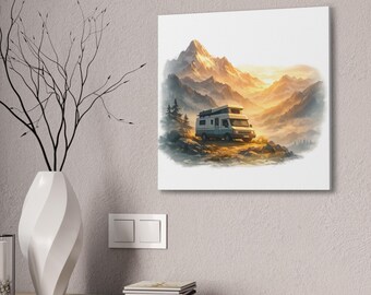 Filmische Berglandschaft Kunst | Alpine Dawn Camper Leinwand