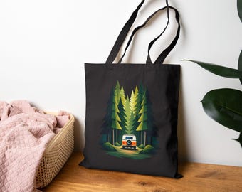 Camper Van im Kiefernwald Einkaufstasche | Camping Camper Natur Tote