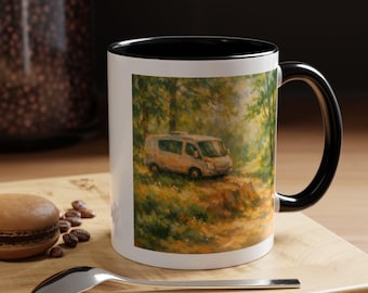 Camper Van in Sunlit Forest Mug | Accent Coffee Mug 11oz 15oz