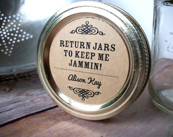Return Jar to Keep Me Jammin Custom kraft paper canning jar labels, personalized round mason jar stickers, return jar label, jam jar label