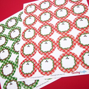 Plaid Christmas Labels, Round Red or Green Plaid Holiday Gift Stickers ...