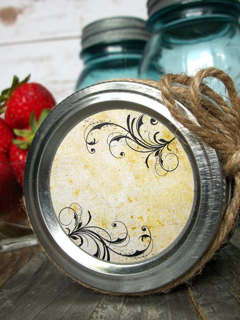Vintage Whimsical Canning Jar Labels Round Mason Jar Stickers Etsy