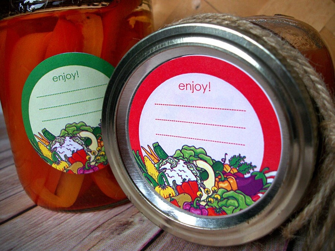 Enjoy Vegetable Canning Jar Labels, Round Mason Jar Labels for Food ...
