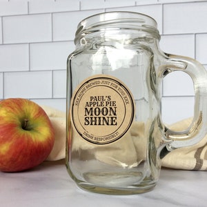 Custom Apothecary Moonshine Labels, personalized rustic kraft Liquor Bottle Mason Jar Stickers for Apple Pie, Peach Shine alcoholic beverage