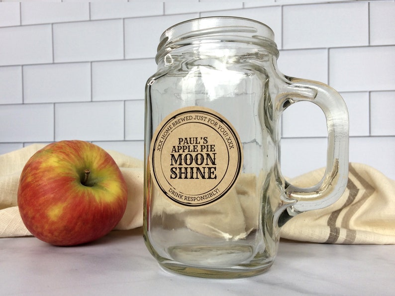 Custom Apothecary Apple Pie Moonshine Labels, personalized rustic kraft Liquor Bottle Mason Jar Stickers