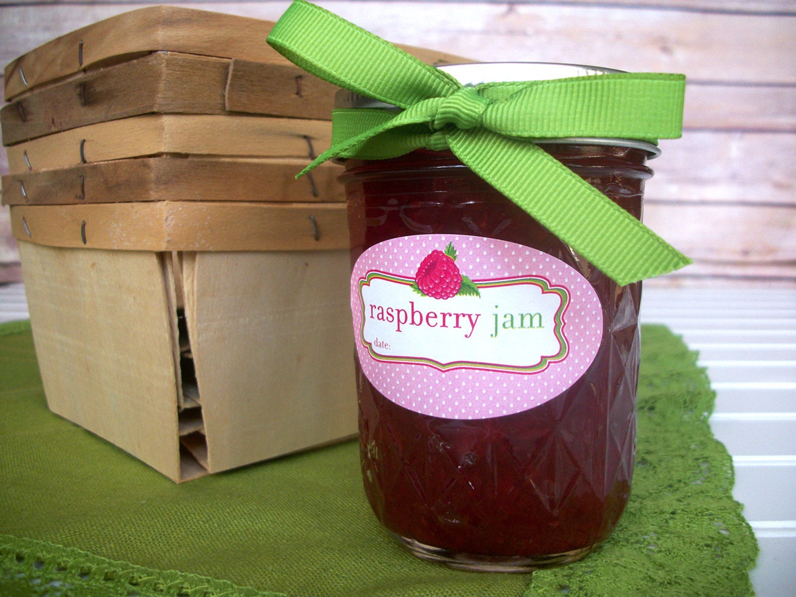 Oval Raspberry Jam Canning Jar Labels Quilted Jam Jar Labels Etsy