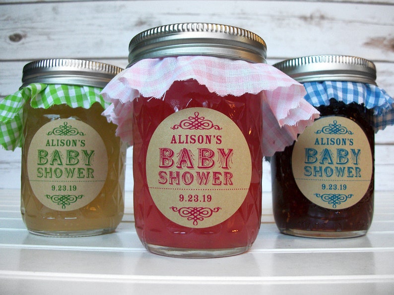 Kraft Paper Baby Shower canning jar labels custom round Etsy