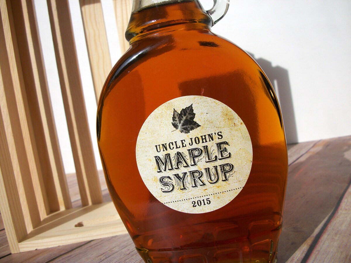 Custom Vintage Maple Syrup Bottle Labels Personalized Round Etsy Canada