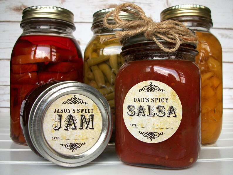 CUSTOM Vintage Canning Jar Labels Fully Personalized Round Etsy