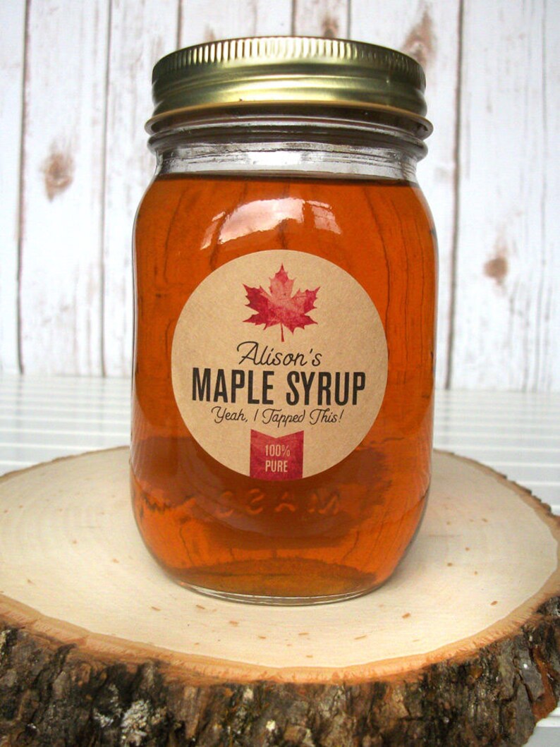 Custom Kraft Maple Syrup Leaf Labels Custom Maple Syrup Etsy