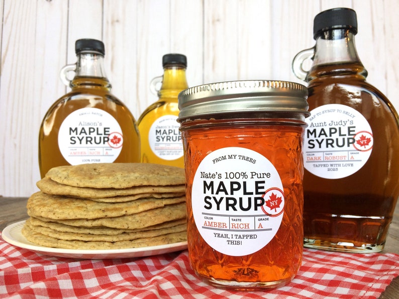 Custom Just the Facts Maple Syrup Labels, Modern Black & White or Kraft ...