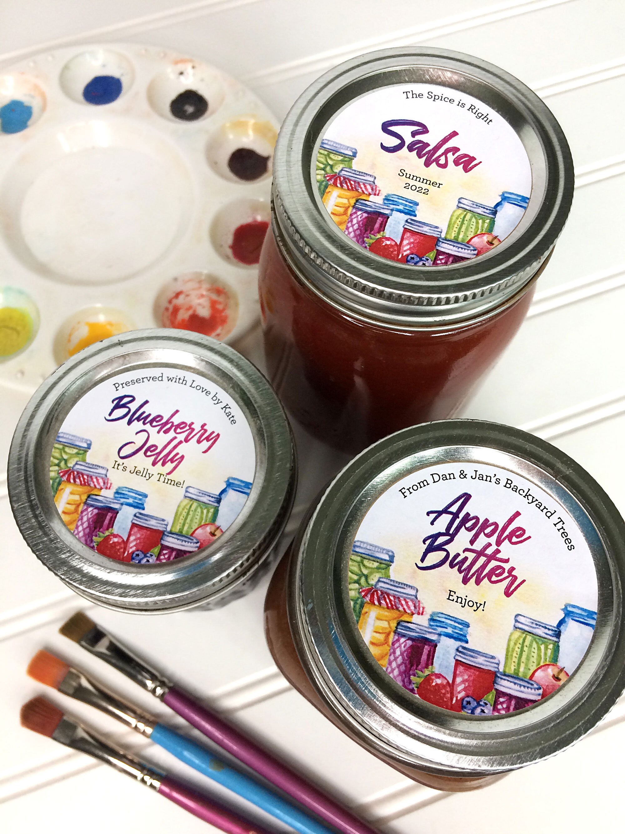 Custom Watercolor Mason Jar Labels Printed With YOUR Text for Canning