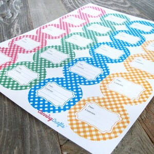Classic Gingham Canning Jar Labels, Round Mason Jar Stickers in Red ...