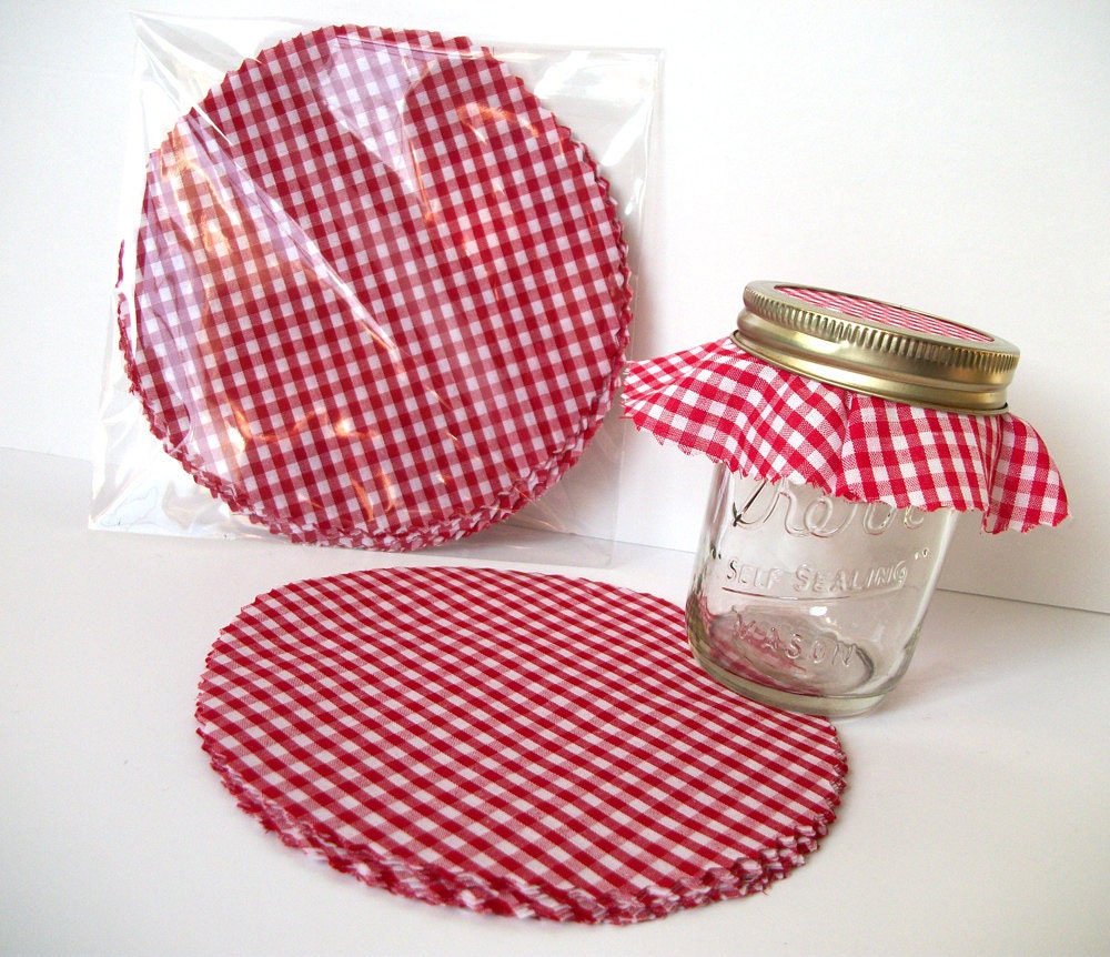 12 Red Gingham Jam Jar Covers Cloth Fabric Toppers for Mason Etsy