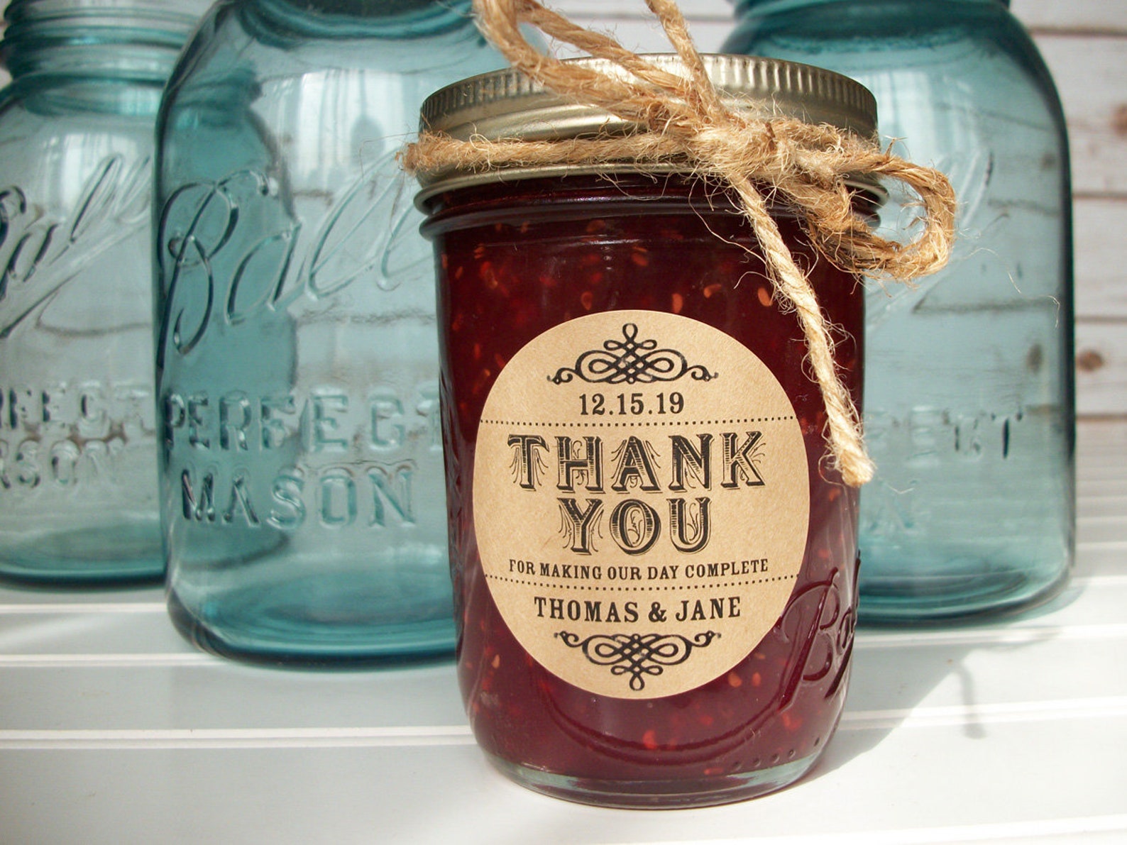 Thank You KRAFT Paper Canning Jar Labels Custom Wedding and Etsy