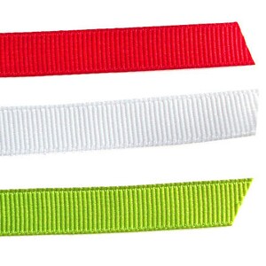 Three ribbons in red, white, and lime green are displayed against a white background. The red ribbon is at the top, followed by a white ribbon, and a lime green ribbon at the bottom. The text "Red", "White", and "Lime Green" are written next to each ribbon.