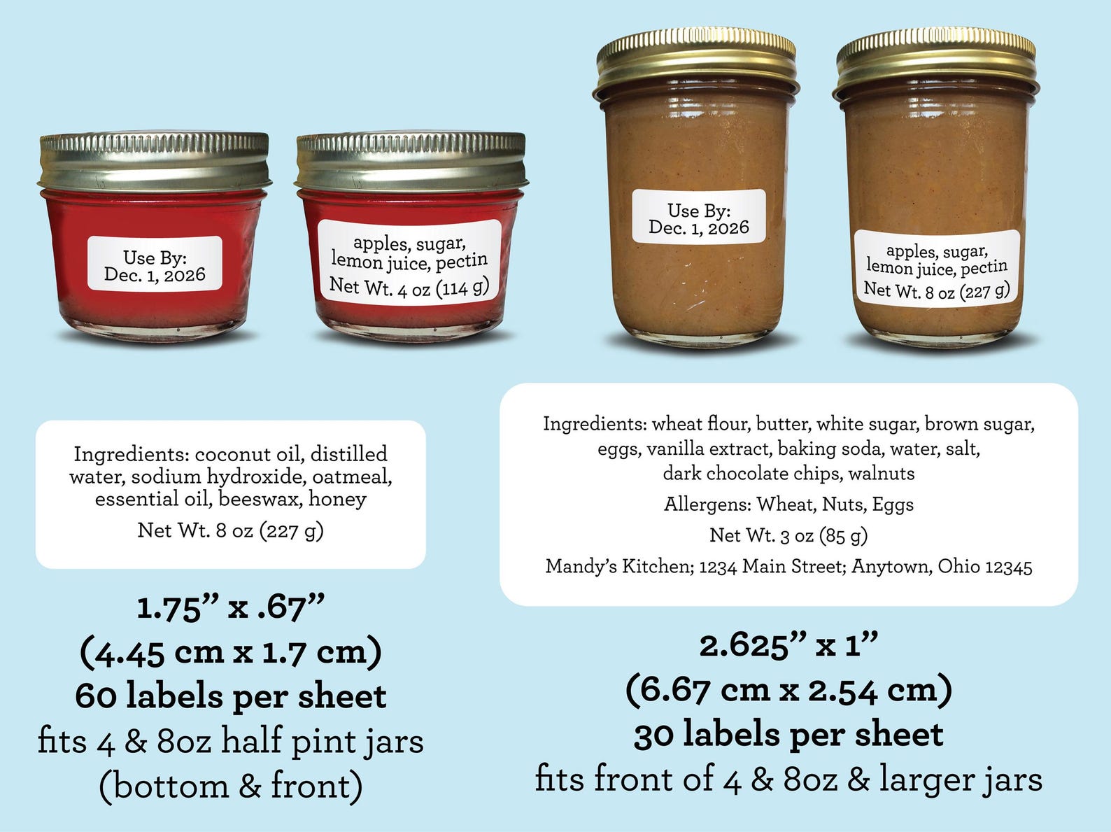 Custom Ingredient Labels, Printed Rectangle Stickers for Kitchen Pantry ...