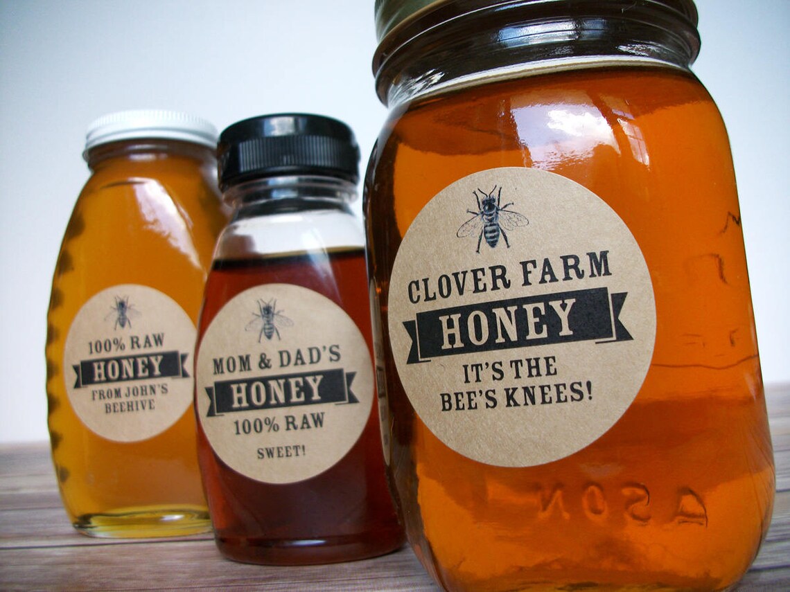 Custom Honey KRAFT Paper Canning Jar & Bottle Labels Custom | Etsy
