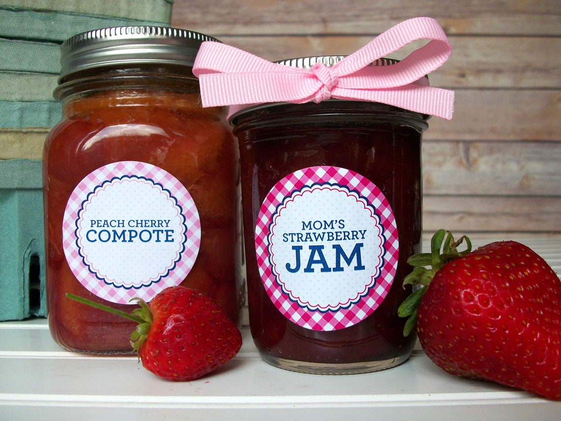 CUSTOM Farmer's Market Gingham Canning Labels Round Mason - Etsy