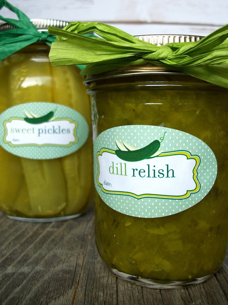Oval Cute Kosher Dill Sweet Bread & Butter Pickle Relish Etsy
