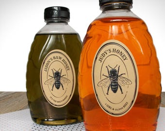 Large Oval Kraft Seal Honey Jar Labels personalized for beekeepers