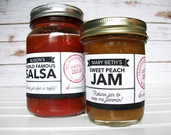 Custom Modern Black & White rectangle canning jar labels, printed horizontal rectangular mason jar stickers for jam jelly cottage food label