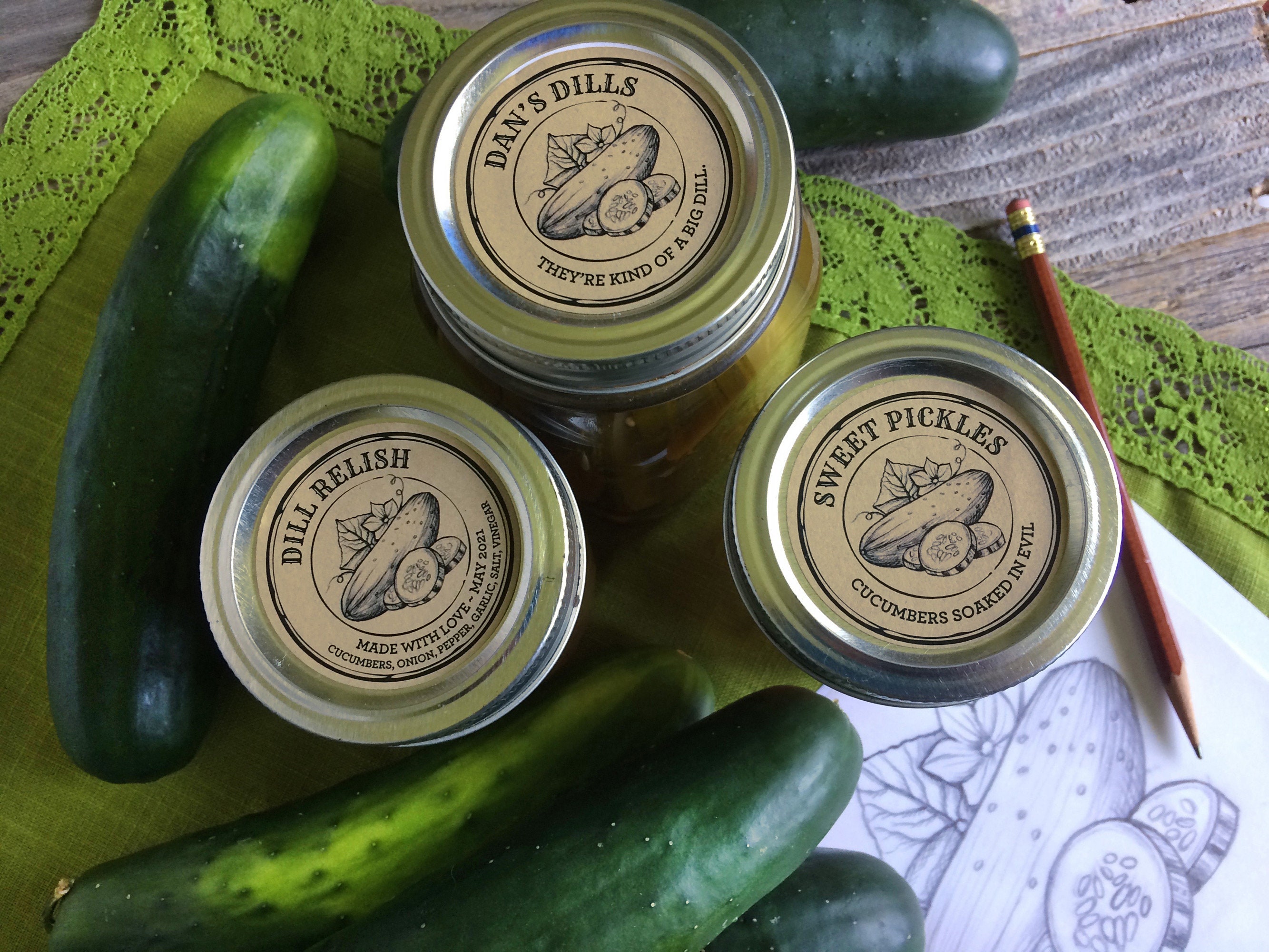 Custom Pickle Labels Custom Apothecary Pickle Canning Labels for Relish, Dill, Sweet, Bread ...