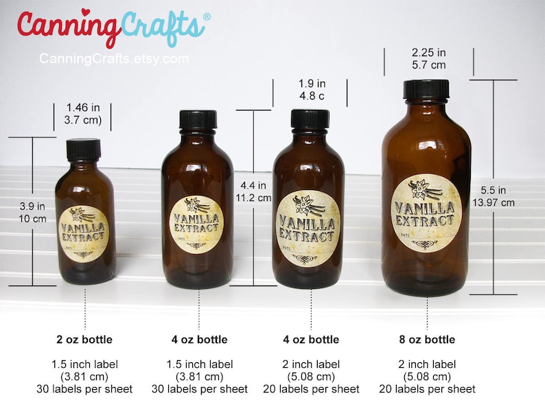 Cute Vanilla Extract Bottle Labels Round Stickers for Amber Etsy
